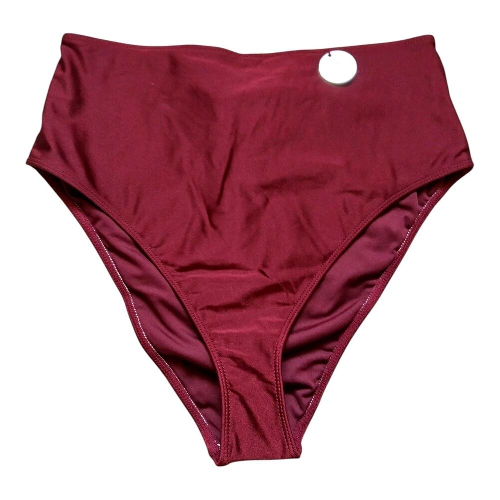 NWT Women's Forever 21 Burgundy High Waist Swim Bottoms, Small